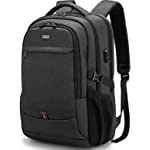 DUSLANG Travel Laptop Backpack,Business Anti Theft Slim Durable 17 Inch Laptop Backpack with USB Charging Bookbag Man Woman,Water Resistant College School Bookbag Computer Backpack for Boys Girls,Black