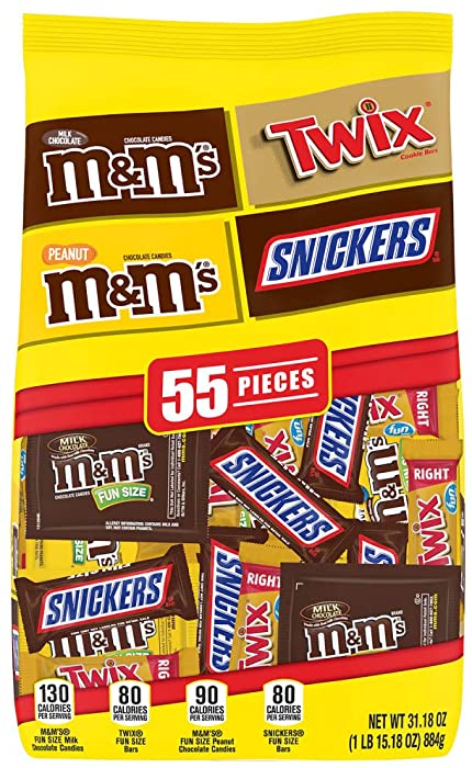 SNICKERS, M&M'S & TWIX Fun Size Chocolate Candy Variety Mix, 31.18-Ounce 55 Piece Bag