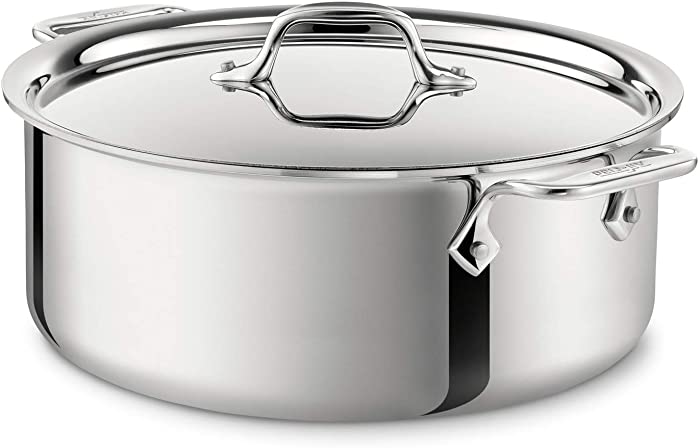 All-Clad 4506 Stainless Steel Tri-Ply Bonded Dishwasher Safe Stockpot with Lid / Cookware, 6-Quart, Silver