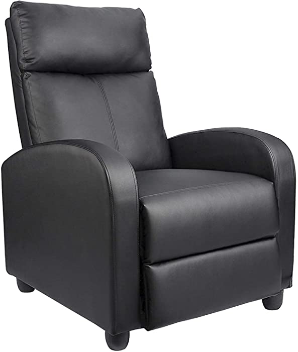 Homall Recliner Chair Padded Seat Pu Leather for Living Room Single Sofa Recliner Modern Recliner Seat Club Chair Home Theater Seating (Black)