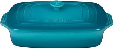 Le Creuset Stoneware Covered Rectangular Casserole, 3.5 qt. (12.5" x 8.5"), Caribbean