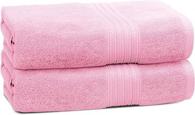 BHT Towels - 100% Cotton Thick & Large 600 GSM Bath Towel - Set of 2 Bath Towels - Genuine Ringspun, Luxury Hotel & Spa Quality (Light Pink)