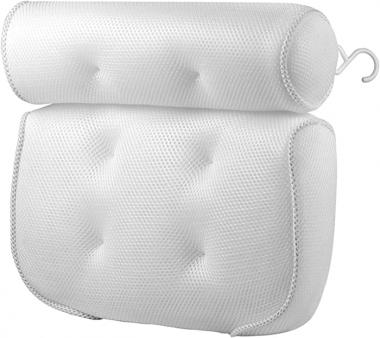 FJZFXKZL Bath Pillow, Breathable 3D Mesh Spa Bath Pillow with Suction Cups Neck and Back Support Spa Pillow for Home Bathroom Waterproof Accessories Bath Decor