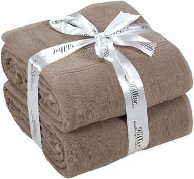 600 GSM - 40 x 80 Inches - 100% Cotton Bath Sheets Pack of 2 - Highly Absorbent Extra Large Bath Sheet Towels Set - Jumbo Oversized Cotton Bath Sheets Towels - Super Soft Hotel Quality Towel (Stone)