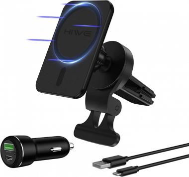 Mag-Safe Car Vent Mount: Magnetic Wireless Car Charger with Mag-Safe, 25W Mag-Safe Fast Charging Air Vent Car Phone Holder Mount, Mag-Safe Car Mount Charger Compatible with iPhone 14/13/ 12 Series