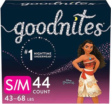 Goodnites Nighttime Bedwetting Underwear, Girls' S/M (43-68 lb.), 44 Ct