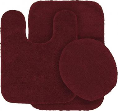 3 pc Solid Burgundy Bathroom Rug Set Bath mats Bath Set Super Soft Anti Slip Soft Mats New