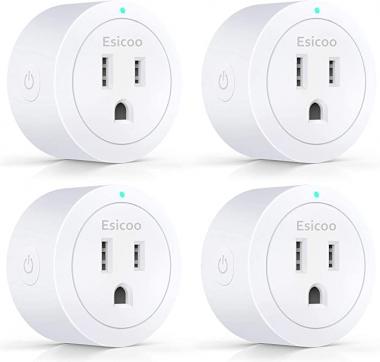 Smart Plug ESICOO - Alexa, Echo & Google Home - Only WiFi 2.4G (4-Pack)