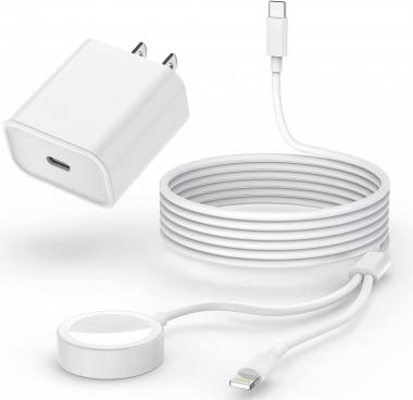 2 in 1 USB C Charger for Apple Watch and iPhone, 20W PD Fast Wall Charger Power Adapter with 6.6 FT Magnetic iWatch Charging Cable for Apple Watch Series 6/SE/5/4/3/2/1 & iPhone 13/12/11/Pro/Max/XS/X