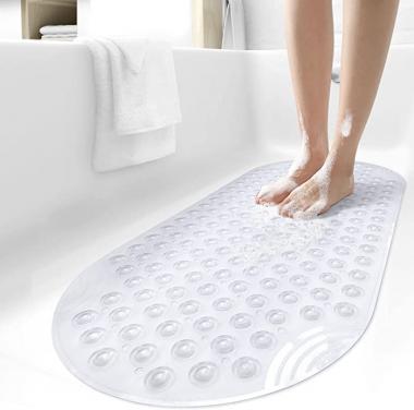 DEXI Clear Bathtub Mat Non Slip Shower Floor Mats for Bathroom Bath Tub Washable Suction Cup 16"x35"