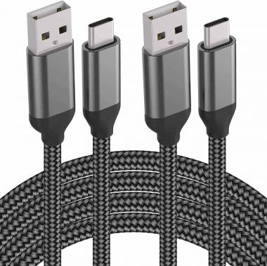 USB C Cable, [6.6FT 2PACK], 3A Fast Charging,Nylon,Type C Charger Cord for Samsung Galaxy S21 S20 S10 S10e S9 S8 Plus,Note 20 10 9 8,A10e A20 A30 A40 A50 A70,LG,Moto G100 G9 One 5G Ace,BLU G90 G9 Pro