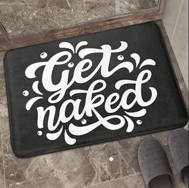 Grey Get Naked Bath Mat Get Nakes Bathroom Rugs Absorbent Bath Rug Machine Washable Bath Mats Bathroom Decor for Bathroom Shower Room 23.9x15.7 Inch