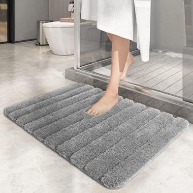 Color G Bathroom Rug, Super Soft Bath Mat, Absorbent Non-Slip Plush Bath Mat for Tub, Shower, and Bath Room 24" x 36", Silver Grey