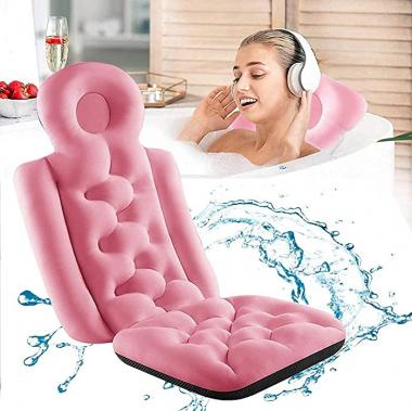 Tophacker Full Body Bath Tub Pillow Bath Cushion for Tub Neck Support Bath Pillow for Neck Ideal Hot Tub Accessories Head Shoulders Buckle Fixed