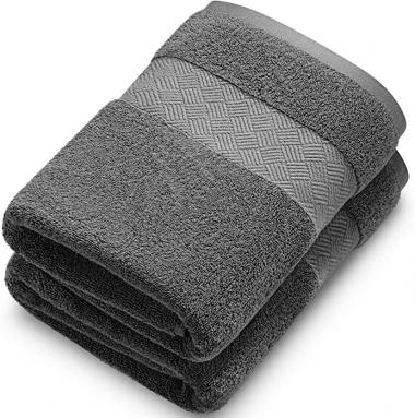 Alibi Bath Towel Set | 2 Pack of Soft Absorbent 30x56 Luxury Cotton Oversized Body Towels (30x56 2 Pack, Gray)