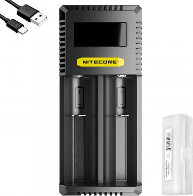 Nitecore Ci2 2 Bay Universal Battery Charger Support 16340 14500 18650 21700 Lithium Ion AA AAA Ni-MH Ni-CD, USB-C QC PD with Lumentac Battery Organizer