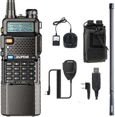 Baofeng UV-5R Two Way Radio with 3800mAh Battery and Programming Cable ZT-48 Antenna and Radio Case