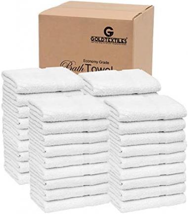 36 PCS New White 20X40 Cotton Blend Economy Bath Towels Soft & Quick Dry (3 Dozen)