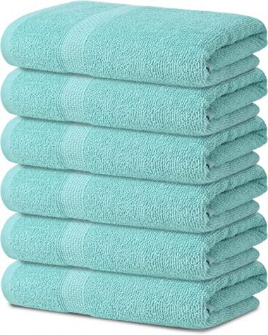 Fresh Bath Towels 100% Cotton 24x46 Inch Canal Blue Color 6 Bath Towel Set, Extra Absorbent & Quick Dry Bathroom Towels, Organic Cotton Towel, Gym, Shower, Spa, Pool, Odor Free and Okeo Tex Certified