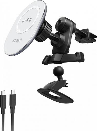 Anker Car Mount Charger, PowerWave Magnetic Car Charging Mount with 4 ft USB-C Cable, 7.5W for iPhone 13 / 13 Pro / 13 Pro Max / 13 mini / iPhone 12 / 12 Pro / 12 mini (USB-C Car Charger Not Included)