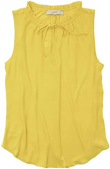 Ann Taylor LOFT Women's Mixed Media Keyhole-Tie Shell Tank