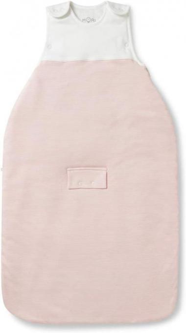 MORI Clever Sleeping Bag 2.5 TOG: 30% Organic Cotton & 70% Bamboo from Viscose - Available from Newborn up to 2 Years (Blush Stripe)