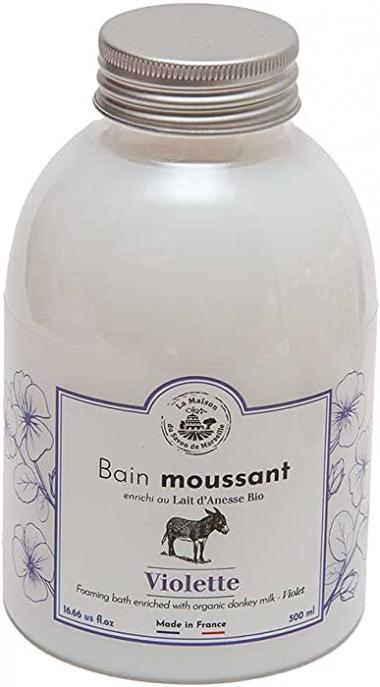 Maison du Savon - Foaming Bath Cream with Fresh Organic Donkey Milk and Aloe Vera - 500ml Bottle - Violet Fragrance