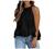 Womens Summer Tops 2022 High Neck Summer Boho Floral Halter Tank Tops Babydoll Ruffled Flowy Sleeveless Shirts Blouses