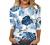 3/4 Sleeve Tops for Women Dressy Casual Crewneck Floral Printed T Shirts Loose Graphic Tee Summer T-Shirt Blouse Tunic