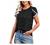 Womens Tops Casual Lace Trim Petal Sleeve Blouse Summer Loose Shirt V Neck Tunic Top Floral Print Blouse for Women