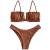 ZAFUL Womens 2 Pieces Bandeau Bikini Set Ruffle Lace up Padded Swimsuits