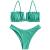 ZAFUL Womens 2 Pieces Bandeau Bikini Set Ruffle Lace up Padded Swimsuits