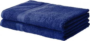 Amazon Basics Fade-Resistant Cotton Bath Sheet - 2-Pack, Navy Blue