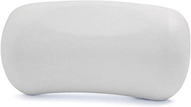 mozhixue Waterproof Spa Bath Pillow Hot Tub Head Back PU Cushion Ergonomically Contoured White Head and Neck Support with Non Slip Suction Cups,White