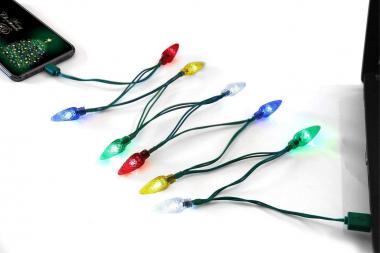 LED Christmas Light Micro USB Cable, Fotbor USB and Bulb Charging Cable 50Inch 10LED Multicolor Compatible with Samsung Galaxy S7 S6 S7 Edge S5,Note 5 4,LG G4,HTC,PS4,Camera,MP3 (Multicolor)