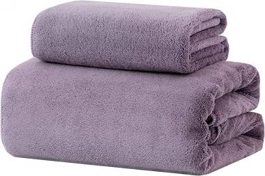 xRaxfei Gift, 2 Piece Quick-Dry Microfiber Towels Sets for Bathroom, 1 Bath Towel and 1 Hand Towel , Super Soft, Highly Absorbent, Fade Resistant, Pool Gym Towels Set-Lavender Purple