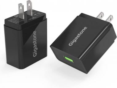 【18W USB Charger 2-Pack】【QC 3.0】 Gigastone 18W Fast Charging Block, Type-A Power Adapter, Qualcomm Certified QC3.0 USB Wall Plug, Compatible with iPhone iPad, Samsung Galaxy, LG, HTC, Nexus