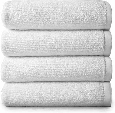 100% Cotton Textured Bath Towel Set | Ultra Quick Dry Bathroom Towels | Highly Absorbent and Durable Bath Towels | Greenwich Collection (4 Pack Bath Towel, White)