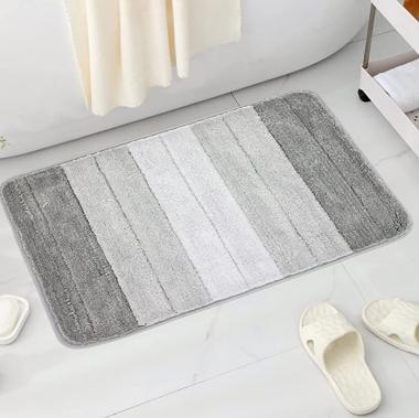 Wodine Gradient Bathroom Shower Mat Ultra Soft and Water Absorbent Bath Rug Machine Washable Quick Dry Suitable for Living Room/Entryway/Bedroom（Grey,20"x32"）