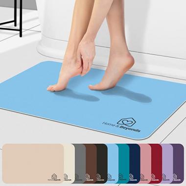 Bathroom Rugs, Soft Bath Rugs-Fast Dry Water Bathroom Rug, Thin Bath Mat Fit Under Door, Non Slip Bath Mats for Bathroom, No Machine Wash, Multi Color Bathroom Mats by Home & Beyonds (1, Blue)