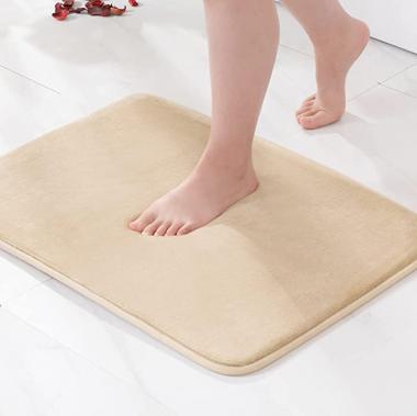 MIULEE Thick Soft Memory Foam Bathroom Rug Bath Mat Non Slip Super Absorbent Cozy Velvet Comfortable Carpet for Bath Room, 20x32 Inch, Camel