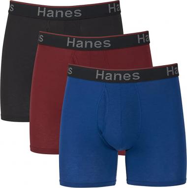 Hanes Total Support Pouch Men's Boxer Briefs Pack, Anti-Chafing, Moisture-Wicking Underwear, Odor Control (Reg or Long Leg)