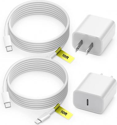 iPhone Charger Fast Charging,2pack 20W Type C iPhone Fast Charger with 10FT USB C to Lightning Cables for iPhone 13/13Pro/12/12 Pro/Max/11/11Pro/XS/Max/XR/8Plus,iPad, Airpods【Apple MFi Certified】