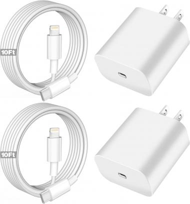 iPhone Fast Charger,Apple Charger Super Quick [Apple MFi Certified] 2Pack 10FT Long Type-C to Lightning Cable Cord USB C Wall Charger Block Adapter for iPhone 14 13 12 11/13Pro Max/12Mini/XS/XR/iPad.