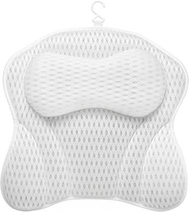 HANDSONIC Bath Pillow, 4D Air Mesh Bathtub Spa Pillow, 6 Suction Cups