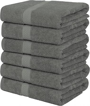 Simpli-Magic 79405 Bath Towels, 25”x50”, Gray, 6 Pack