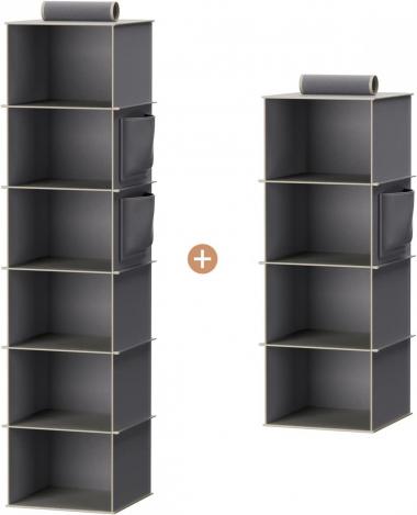 YOUDENOVA Hanging Closet Organizer, 6-Shelf & 4-Shelf Closet Hanging Storage Shelves, Black