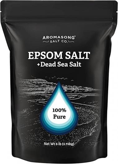 Aromasong Epsom Salts for Soaking for Pain with 100% Pure Dead Sea Salt - Bath Salts for Pain Relief - Foot & Muscle Soak - Bulk 6 Lb