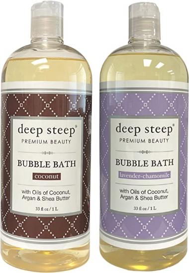 Deep Steep Classic Bubble Bath Lathering Lavender Chamomile and Coconut Variety Bundle Pack of 2, 33.8 Ounce (Pack of 2)