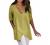 Womens Pocketd V Neck Cotton Linen Shits Long Tunic Casual Summer Tops Plus Size Split Hem Half Sleeve T-Shirt Blouses